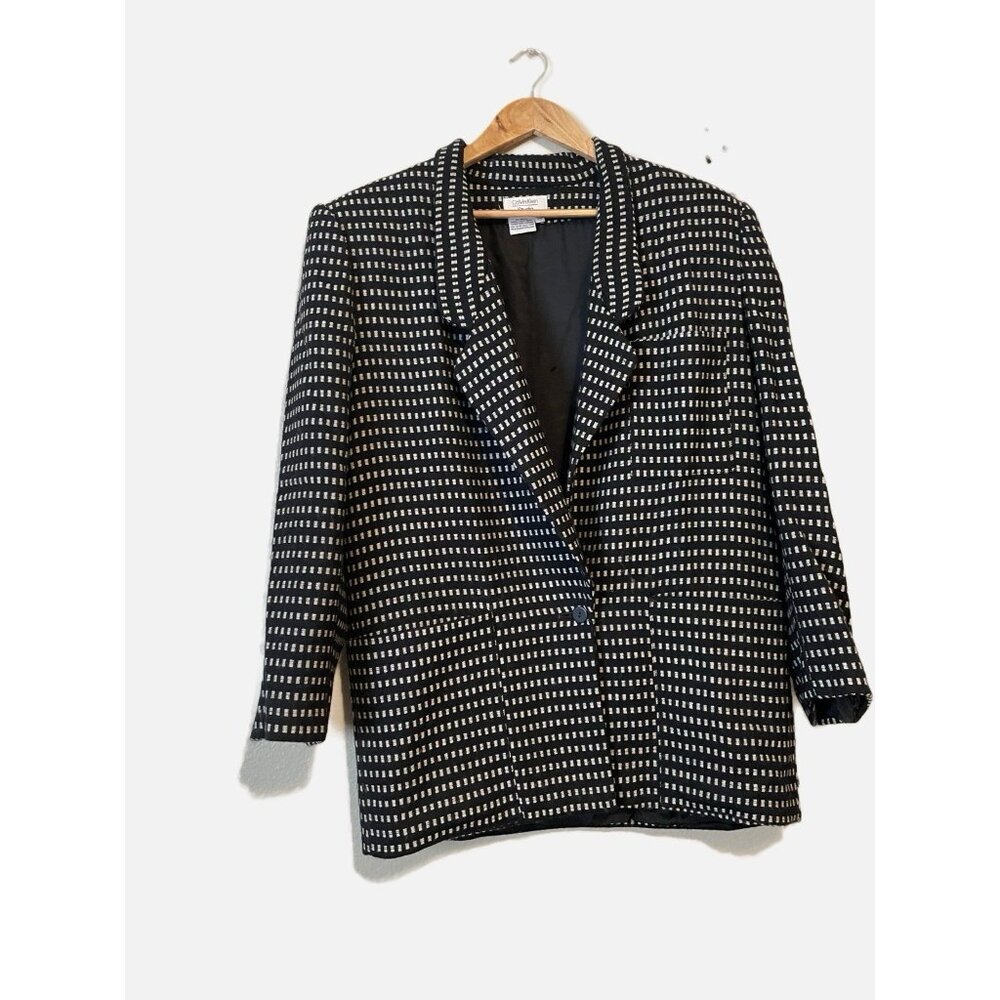 VTG Calvin Klein Studio Women 100% Wool Cardigan Jacket Pockets Lined Size 14.